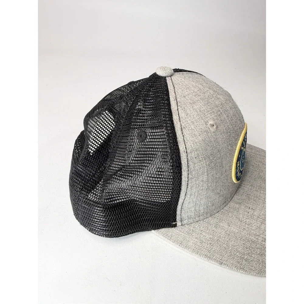 Tincup Mountain Whiskey Hat Cap Snapback Gray Black Mesh Back Round Patch